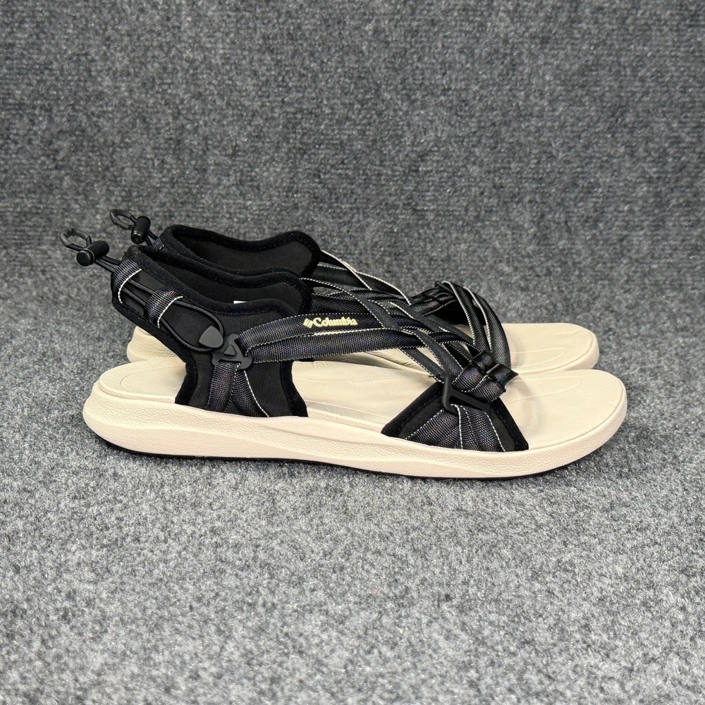 Columbia Adjustable Strappy Sandals Womens 8 Black Cream Athletic Outdoor Hiking